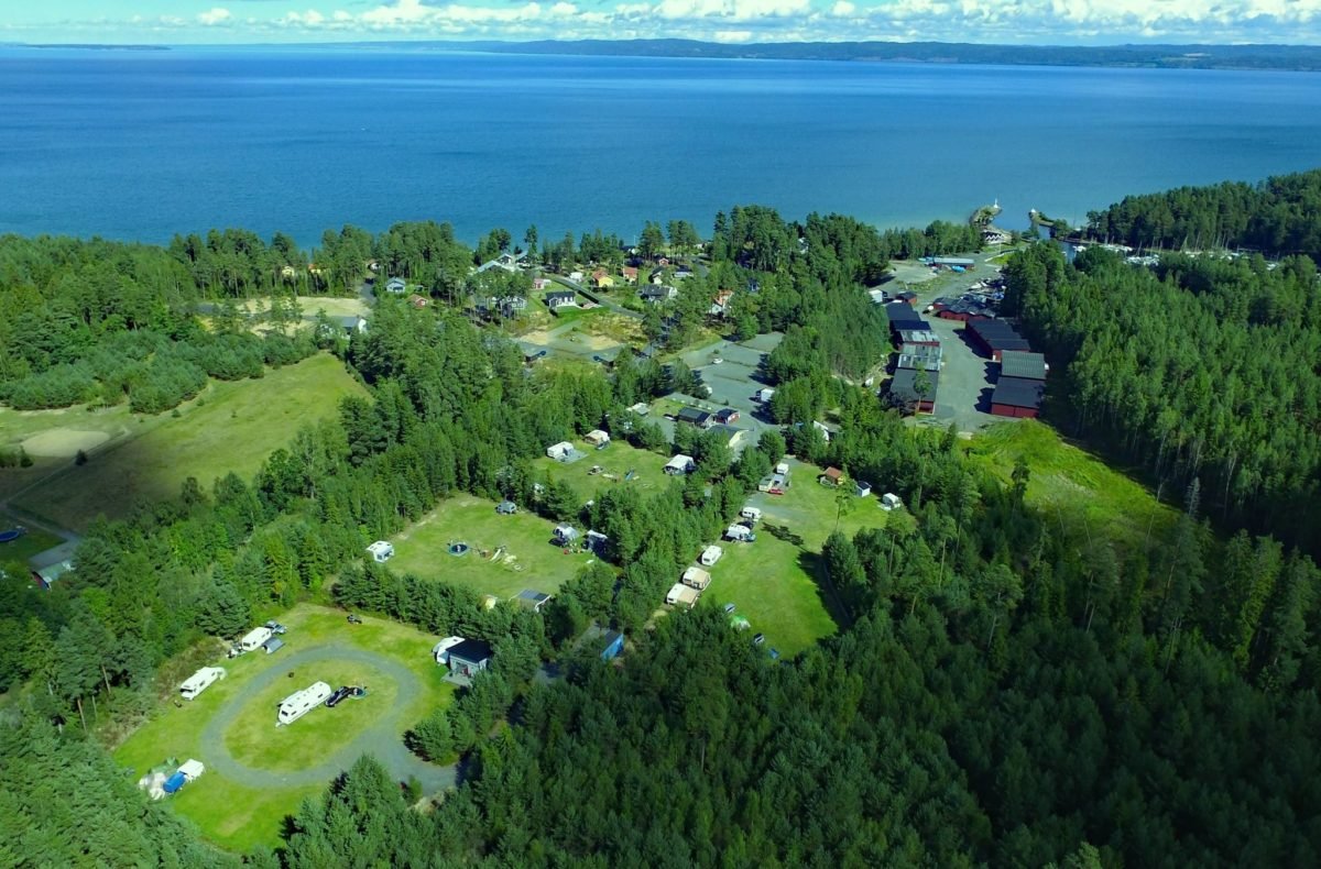 habo camping overview lake vattern green sweden