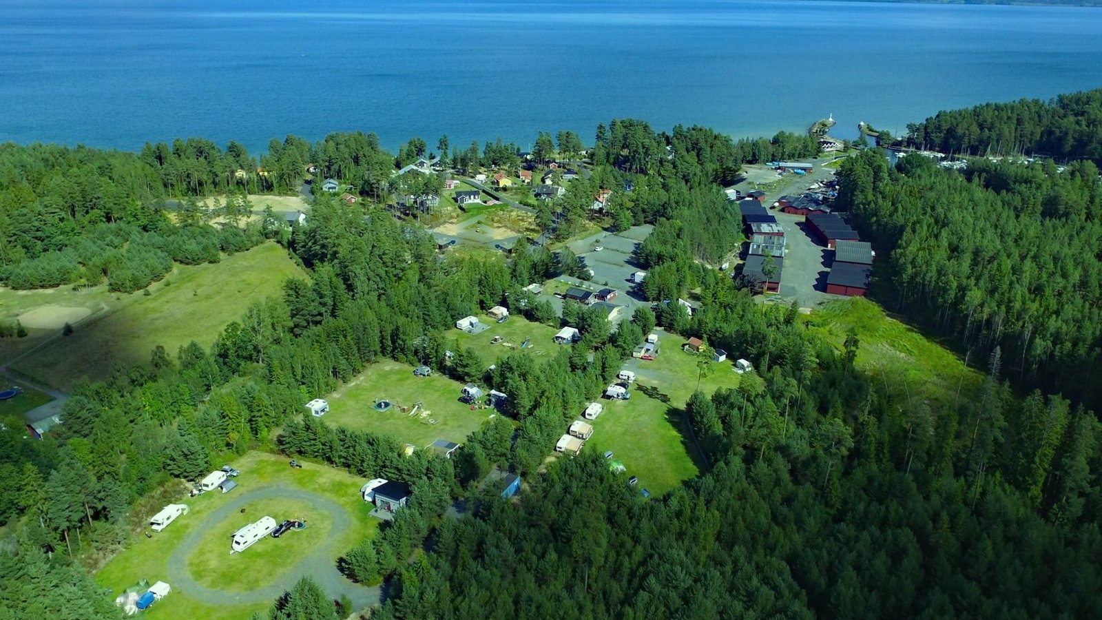 habo camping overview lake vattern green sweden